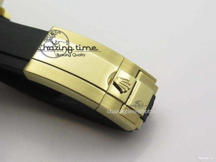 0105 Stylish Daytona YG BP Maker Gold Dial Sticks Markers On Rubber Strap A7750@ 4012